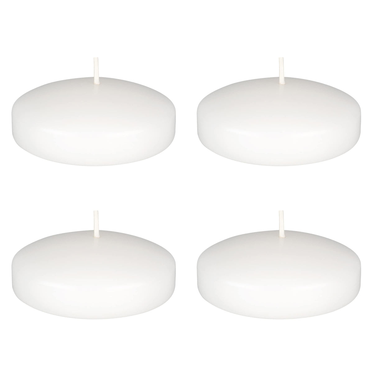 Mega Candles 4 pcs Unscented White Floating Candles, Hand Poured Wax Candle 3 Inch Diameter, Home Décor, Wedding Receptions, Occasions, Festivities, Events, Meditations, Tranquility, Spa