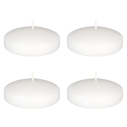 Mega Candles 4 pcs Unscented White Floating Candles, Hand Poured Wax Candle 3 Inch Diameter, Home Décor, Wedding Receptions, Occasions, Festivities, Events, Meditations, Tranquility, Spa
