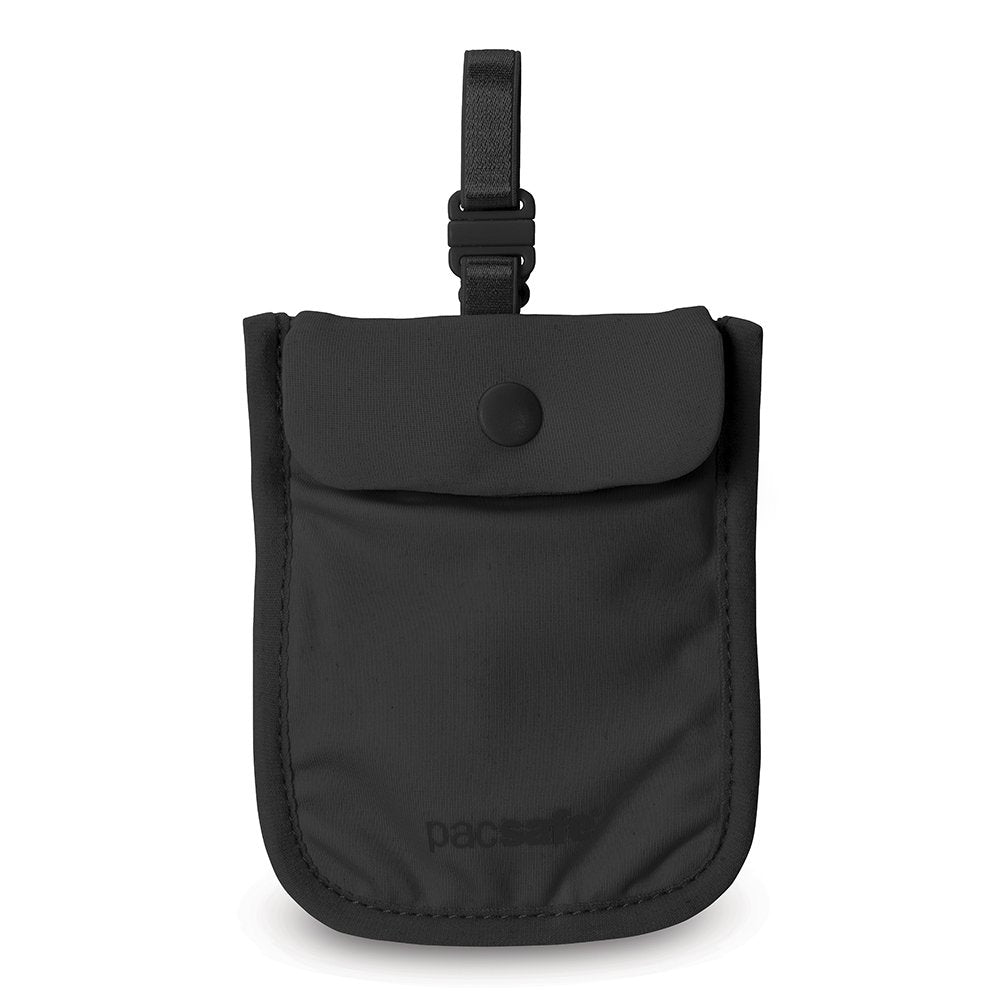 Pacsafe Coversafe S25 Hidden Undercover Travel Bra Pouch for Women (Washable) - Stash up to 6 Credit Cards plus Money and Key with Adjustable, Elastic Strap; Suitable for all Bra Sizes (Black)