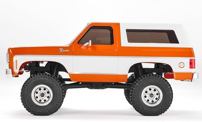 FCX24 FMS 1/24 K5 Chevy Blazer RC Crawler Officially Licensed Mini RC Car Pick Up Truck &amp SUV 2 in 1 4WD 8km/h 2 Speeds Switch Off-Road RC Model with LED Lights for Adults (Orange)