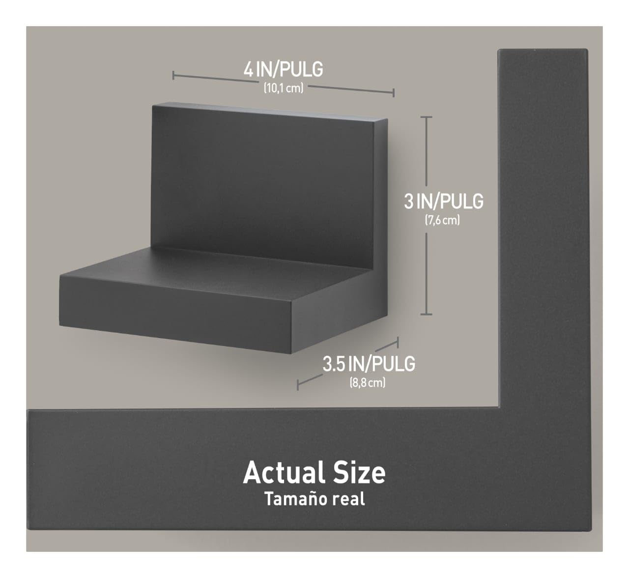 Command Display Ledges, Holds up to 2 lb, Slate, 2 Ledges with 8 Medium Command Strips, Damage Free Hanging Floating Shelf with Adhesive Strips, Personalize Living Room, Bedroom, Kids Room or Office
