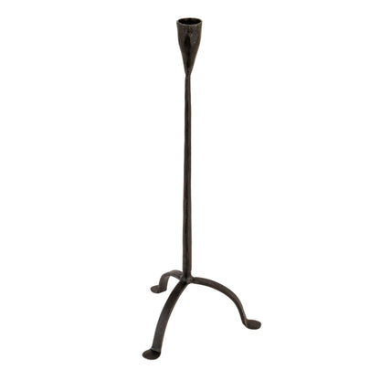 Creative Co-Op 16" H Hand-Forged Cast Metal Footed Taper Holder, Black