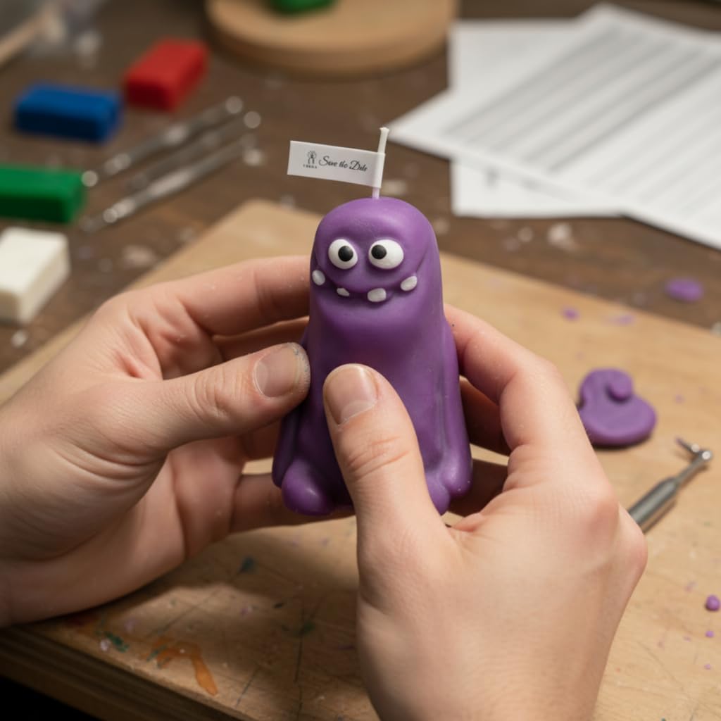 Cute Funny Clay Creature Candles with Natural Scents (Lavender), Novelty Home Decor Gifts for Holidays, Birthdays, Party Favors, Natural Soy Wax, Relaxation and Mood Enhancement