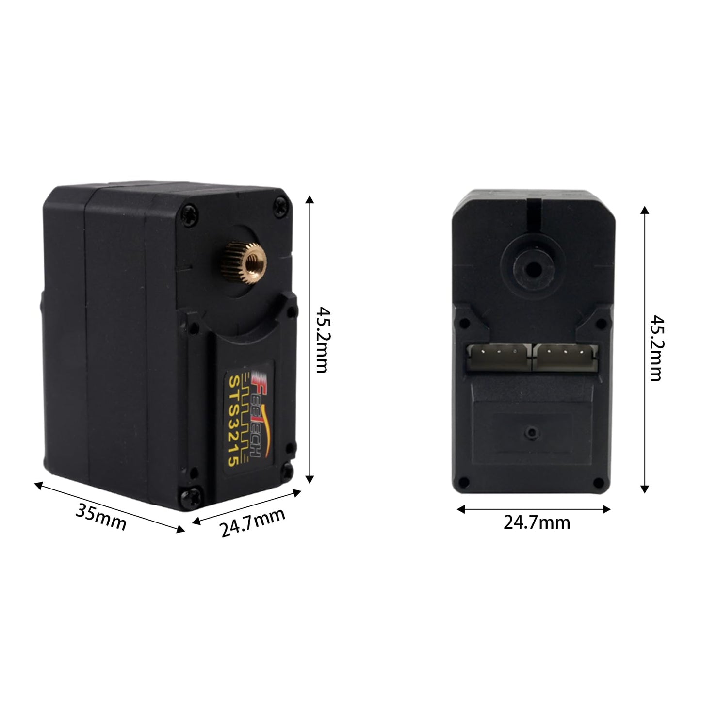 RCmall Feetech STS3215 Digital Servo Motor, High-Torque 19KG, 7.4V Dual Axis TTL Serial Bus Control, 360° Magnetic Encoder, Feedback Function, Black, 6-Pack