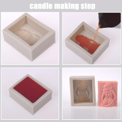 Set of 3 Silicone Soap Molds Sexy Lady Back Candle Mould Chocolate Resin Mold Soap Making Mold