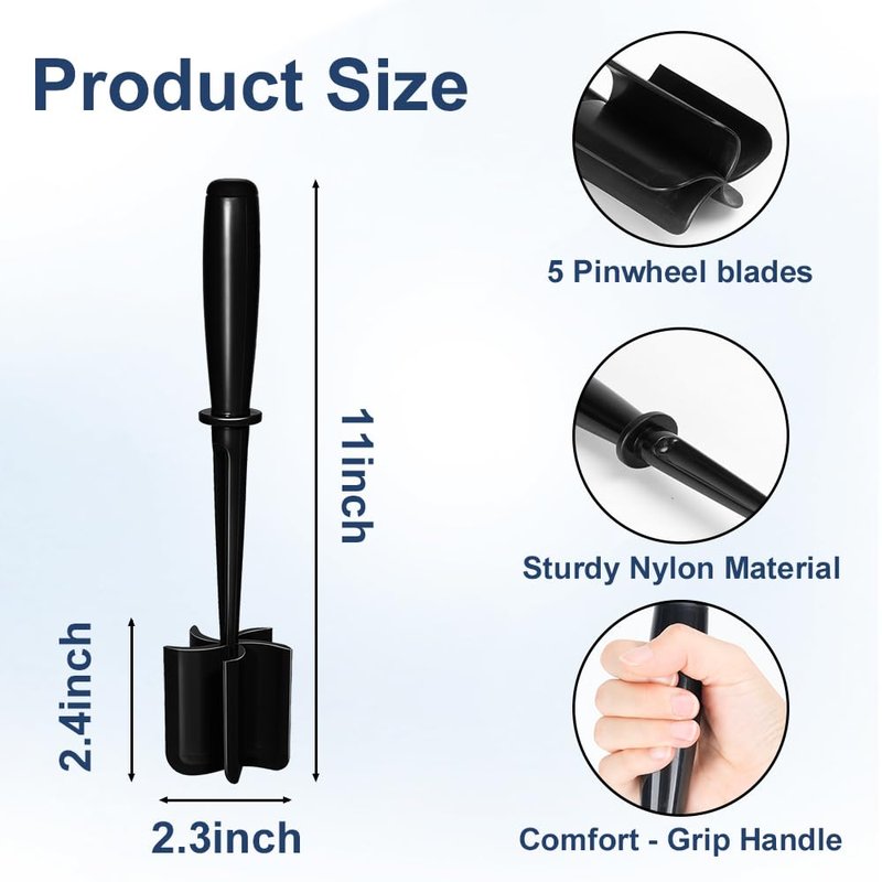 VUCVOLH Meat Chopper, Premium Heat Resistant Meat Masher, 5 Blades Ground Beef Masher, Non Stick Hamburger Smasher, Nylon Potato Masher, Dishwasher Safe, Black