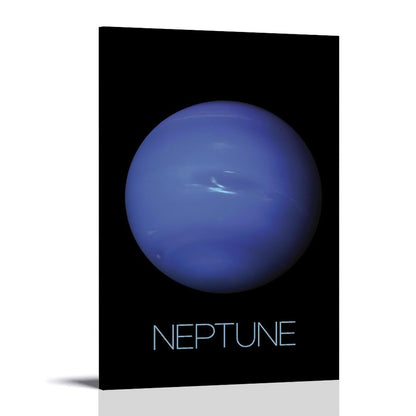 Solar System Planets Canvas Wall Art - Neptune Planet Space Poster for Kids Room Bedroom Classroom, STEM Educational Astronomy Decor, Science Gift for Boys Girls, 16x24 Inch Framed