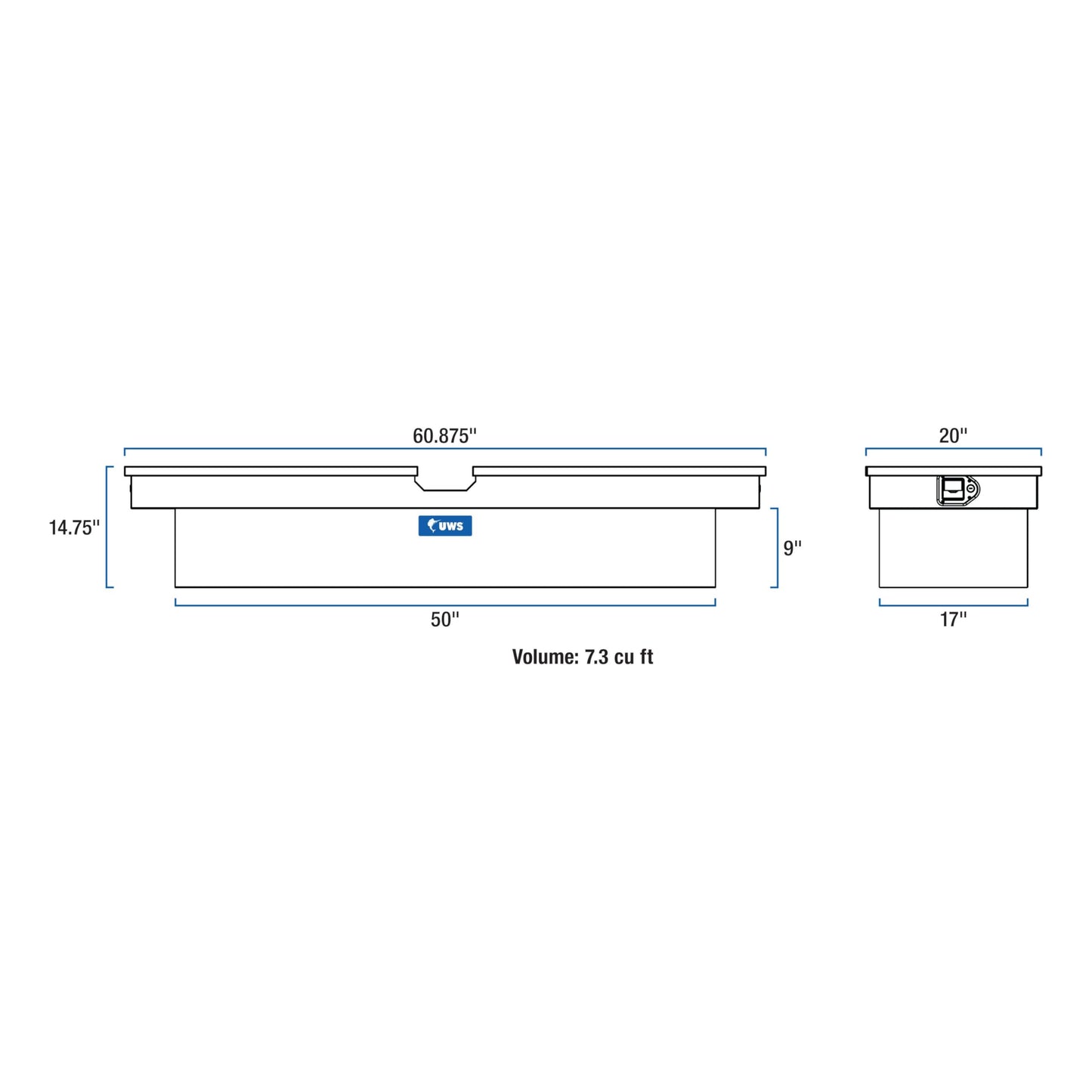 UWS EC10041 60-Inch Heavy-Wall Aluminum Gull Wing Truck Tool Box, RigidCore Lids