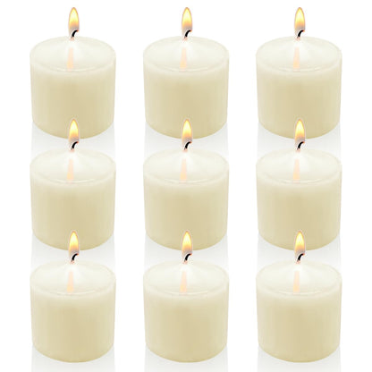 Ivory Votive Candles, 9 Packs Unscented Small Votives for Wedding, Holiday Party, Home Decoration (8 Hour), 1.5" D x 1.25" H