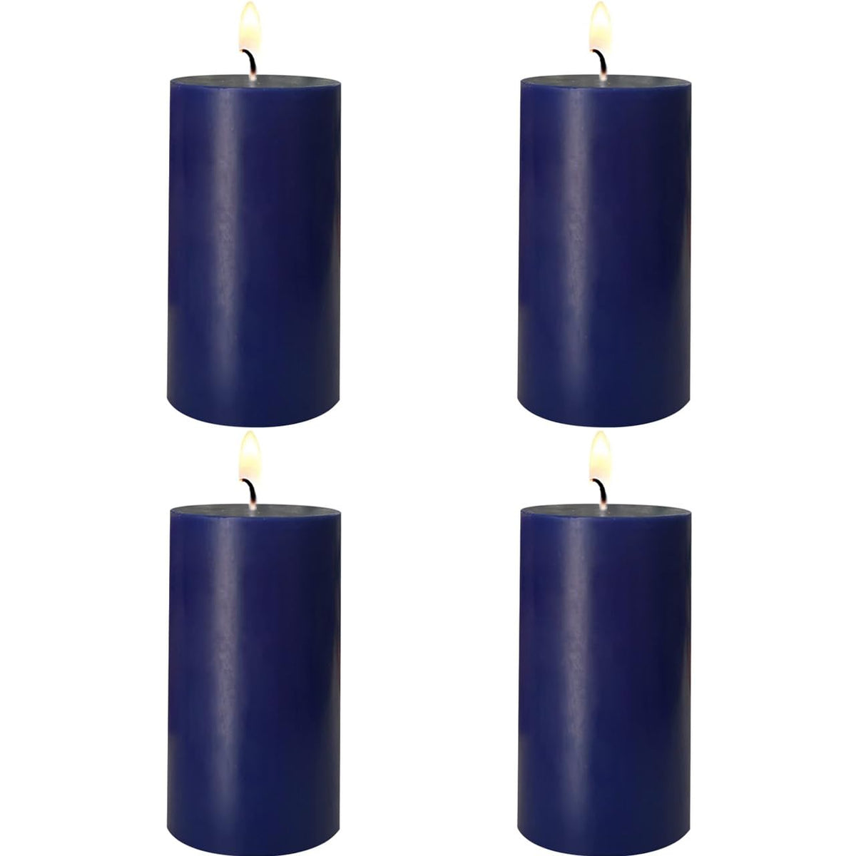 4 Pack Navy-Blue Pillar Candles, 2x4 Inch, Long-Lasting, Dripless and Smokeless Unscented Candles, Ideal for Home Décor, Parties Weddings and Relaxation