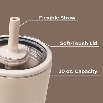 HydroJug Everyday Tumbler 20 oz – Ceramic-Lined Insulated Tumbler with Straw and Soft-Touch Lid, Cup Holder Friendly, Double-Wall Vacuum Insulation, Reusable Travel Cup – Dune