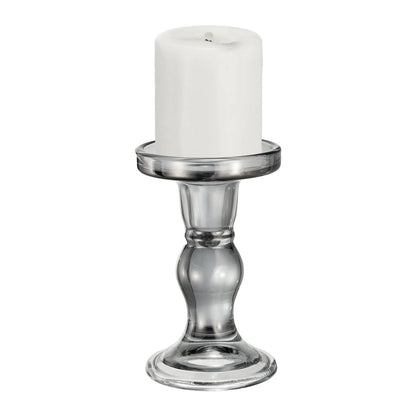 uxcell 14 cm Glass Candle Holder for Taper/Column Candles, Candle Holders Tealight Stand Candlestick for Tealight Wedding Table Centerpiece Home Decor, Smoke Gray