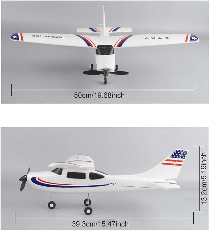 P707pro RC Airplane 3D6G Upgraded 2.4Ghz 3CH Fixed Wing RC Plane with 1020 Motor CESSNA-182 Remote Control Plane for Adults (Regular Version)