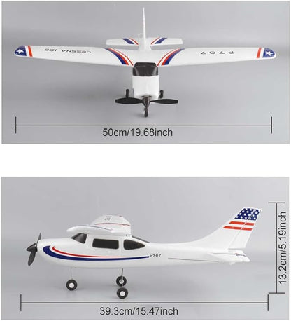 P707pro RC Airplane 3D6G Upgraded 2.4Ghz 3CH Fixed Wing RC Plane with 1020 Motor CESSNA-182 Remote Control Plane for Adults (Regular Version)