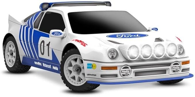 TRAXXAS MINI RALLY VXL 1:10 Scale RC Model Car Electric Blue Ford RS200 4x4 Brushless RTR with 2S LiPo/Charger