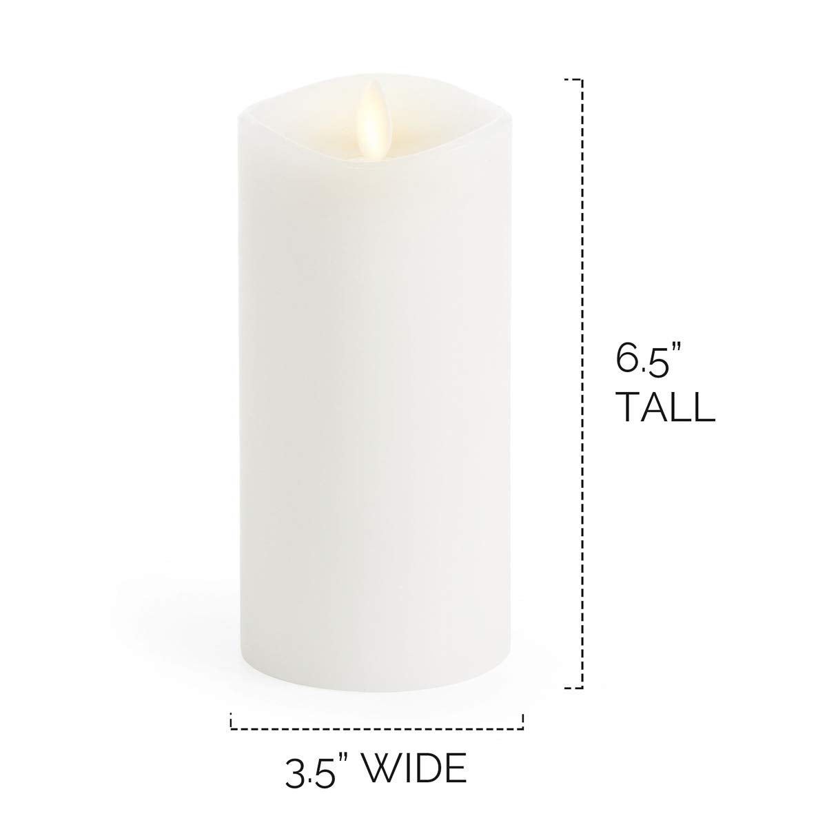 Luminara Flameless Pillar Candle Large (6.5 inches, Unscented), Flickering Real Flame Effect, Melted Edge, Smooth Wax, LED Battery-Operated Candles