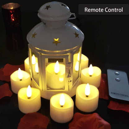 12 Pack Realistic and Bright Flickering Battery Operated Flameless LED Tea Lights Candles Remote,tealight Candles for Holiday, Weddings, Birthdays,Halloween,Christmas(Warm White)