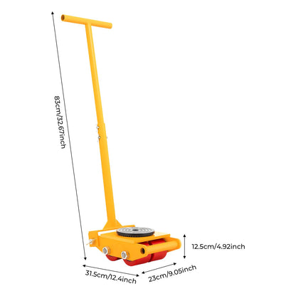 TFCFL 4pcs Machinery Skates, Machinery Mover with 2pcs Steering Handles, 6T/13200lbs Capacity, Machine Moving Skates Dolly w/ 360° Rotation Cap & 4 Rollers, Industrial Moving Equipment, Yellow
