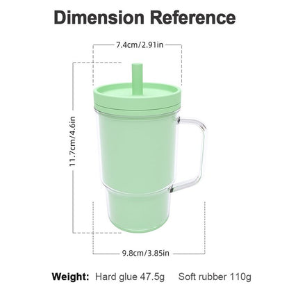 JIUHCORY Kids BPA-Free Plastic Tumbler with Spill Resistant Flexible Straw, Easy to Clean, Kids Water Bottle, Great for Travel, Dishwasher Safe, Orange Peach and Watermelon(1 Green &1 Pink)