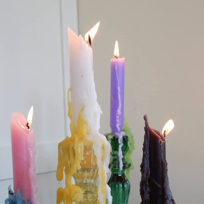 Candlestock Hippie Drippy Drip Candles - Pack of 22 Dripping Taper Candles - Wine Bottle Melting Candles (White)