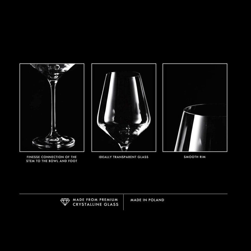 Krosno Red Wine Glasses 4-Piece 16.6 oz Avant-garde Collection, Perfect for Home, Restaurants & Parties, Dishwasher Safe, Thin Rim, Long Stem | Lead-Free Crystal Glass