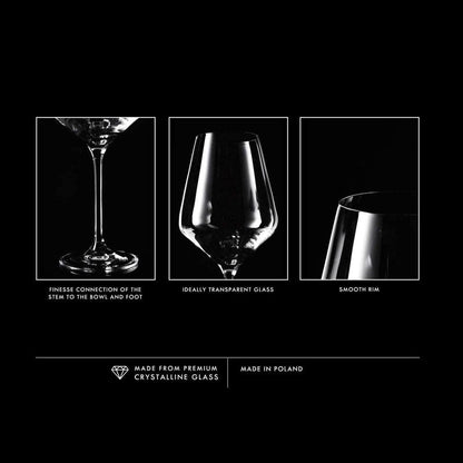 Krosno Red Wine Glasses 4-Piece 16.6 oz Avant-garde Collection, Perfect for Home, Restaurants & Parties, Dishwasher Safe, Thin Rim, Long Stem | Lead-Free Crystal Glass