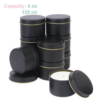 IHDYPPEW 48 Pack 4 oz Black Tins with Lids, Candle Containers, Empty Candle Jars Bulk, Candle Jars for Making Candles, Candle Supplies for Party Favors, Spices, Jewelry, Cosmetics