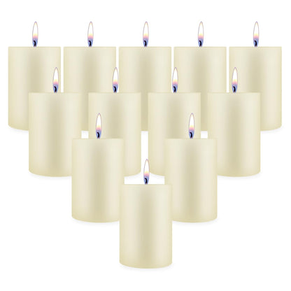 2"x3" Ivory Pillar Candles, Hand-Poured Candles Set of 12, Emergency Candles, Dripless Pillar Candles for Weddings, Parties, Halloween, Church, Home Décor