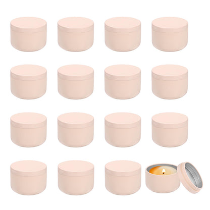 MECCANIXITY 3oz Candle Tins, 16pcs Metal Candle Tins Jars with Lids Round Empty Tin Can Containers Bulk for Storage Tea and Making DIY Arts Crafts Christmas Gifts, Pink