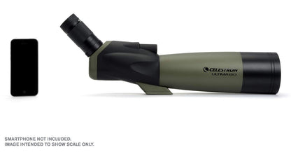 Celestron 52250 Ultima 20-60x80mm Angled Refractor Spotting Scope Telescope with Multi-Coated Optics, Waterproof Rubber Tubing and Soft Carry Case, Green