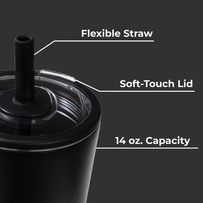 HydroJug Everyday Tumbler 14 oz – Ceramic-Lined Insulated Tumbler with Straw and Soft-Touch Lid, Cup Holder Friendly, Double-Wall Vacuum Insulation, Reusable Travel Cup – Cascade