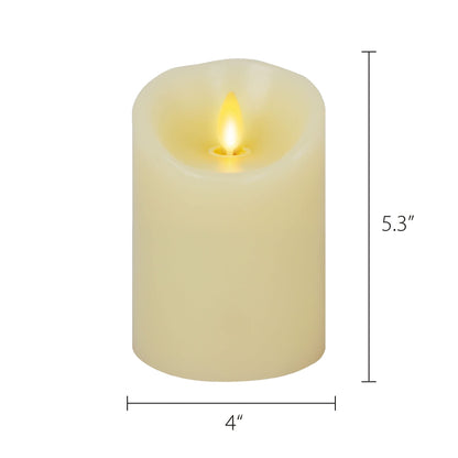 Luminara Scalloped Edge Flameless LED Candle - Ivory 4" x 5.3" - Real Wax Pillar Battery Operated Moving Flame w/Timer Unscented 1000Hr Runtime