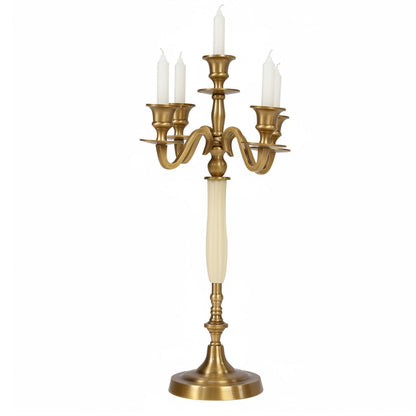 OssifragaBone 5 Candle Metal Golden Metal Candlestick Holder Wedding Event Candelabra Candle Stand for Wedding Dining Table Xmas Party Home Decor