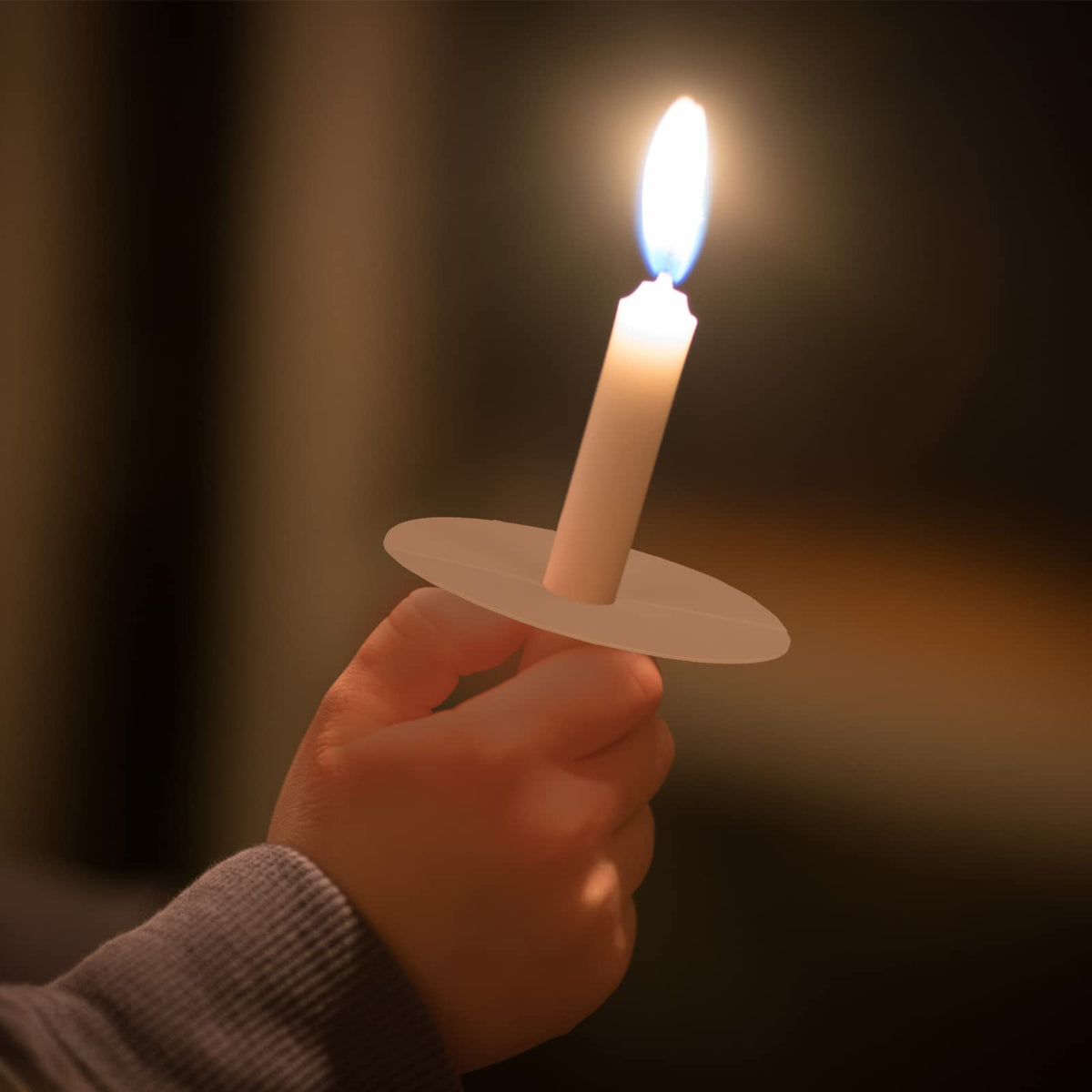 MTLEE 50 Set Church Candles with Drip Protectors, Shabbat Vigil Votive Memorial Pillar Candles for Devotional Vigil Service, White, Unscented, 0.47 D x 4.72 H