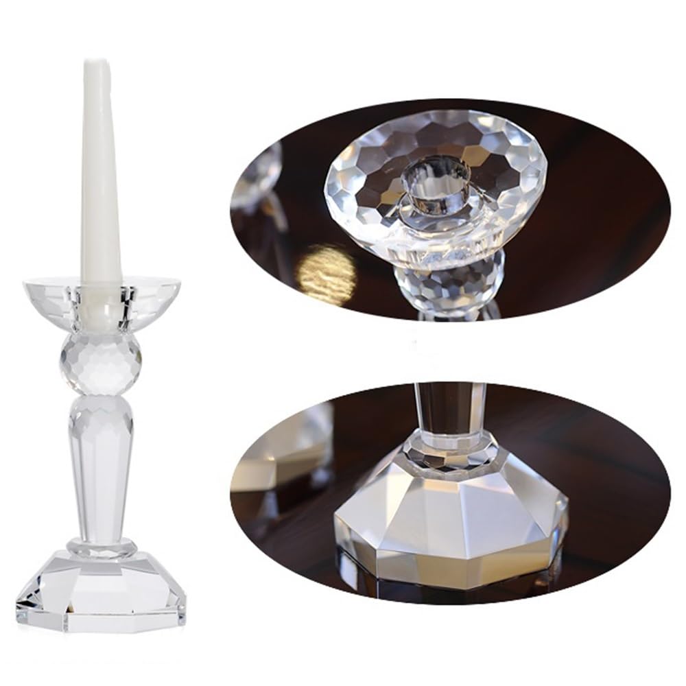 Candlestick Holders Creative Crystal Candlestick Elegant Candle Holder Centerpiece for Wedding, Church, Halloween, Dining, Home Decor Candle Holders(Small)