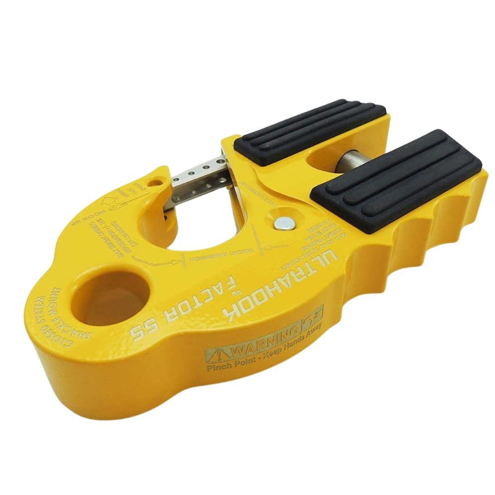 Factor 55 00250-03 Ultrahook Winch Hook Closed System Shackle Max Load 16,000 lbs ULT Strength Shackle Pin Mount 48,000 lbs Offroad 4x4 Adventure – Yellow