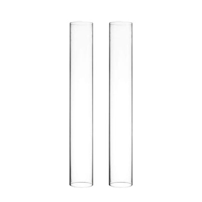 CYS EXCEL 6 PCS (H:18" D:2.5") Open Ended Glass Hurricane Candleholder Tube Shade | Multiple Size Choices Open Flame Candle Chimney Tube Cover | Bottomless Cylinder