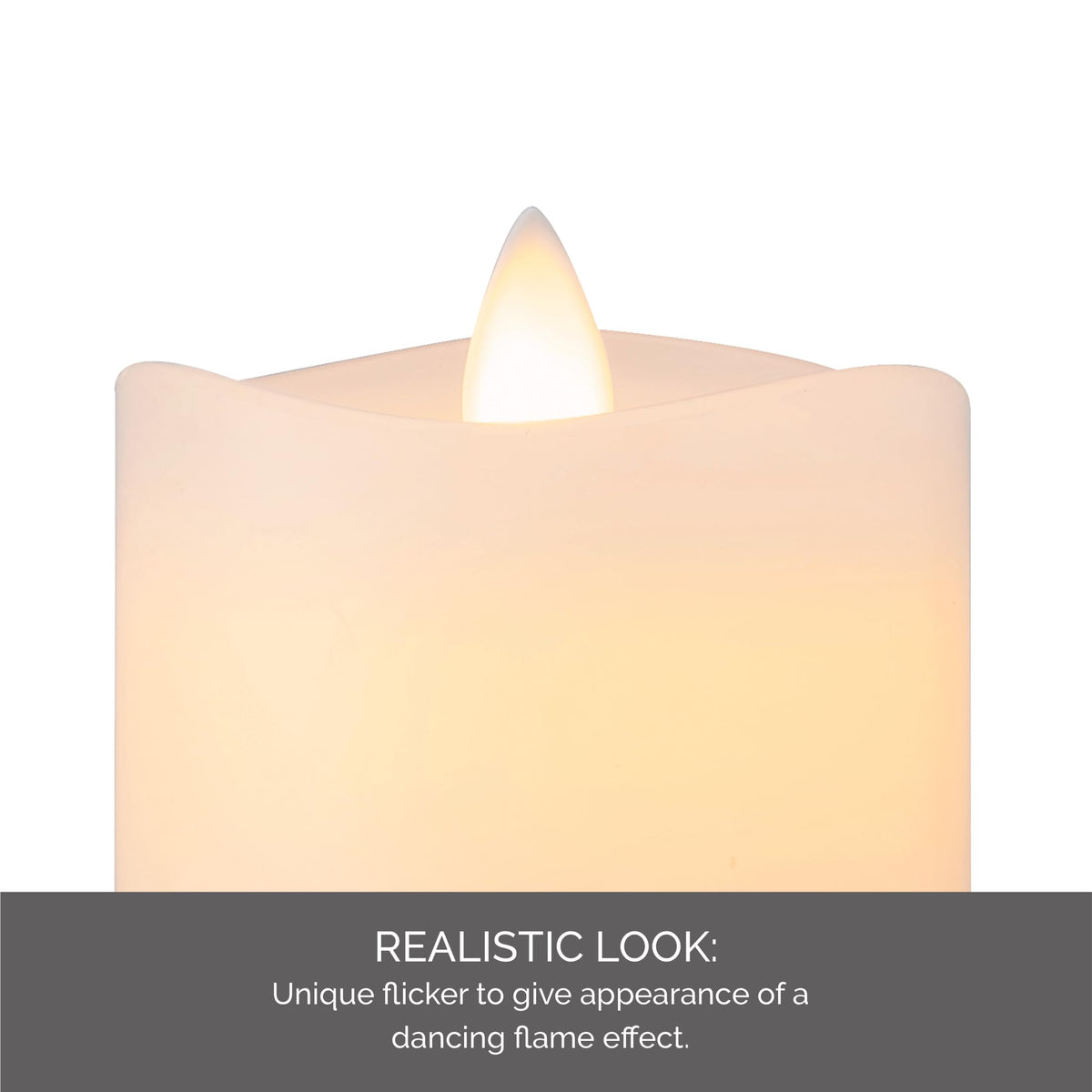 Mikasa LED Wax Pillar Candle 3 x 4 Inch White Flameless Candle with Dancing Flame Effect - Battery Operated with 5-Hour Timer for Home Decor and Table Ambiance