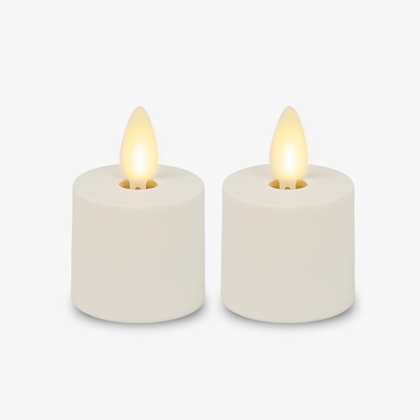 Luminara Flameless Tealights Rechargeable LED Set of 2 1.5" x 2.1", Battery Operated Moving Flame w/USB Charging Base, Indoor Safe Decorative Lights
