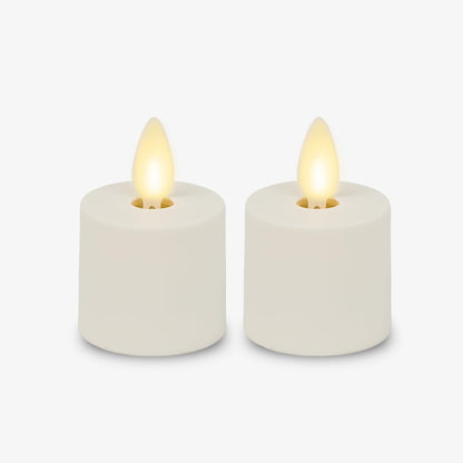 Luminara Flameless Tealights Rechargeable LED Set of 2 1.5" x 2.1", Battery Operated Moving Flame w/USB Charging Base, Indoor Safe Decorative Lights