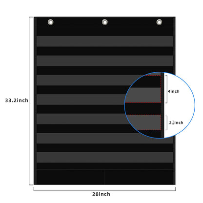 ANCOMEDO 7+2 Pockets Standard Pocket Chart, Clear 7 Pockets Words Chart with 2 Extra Storage Pocket for Classroom Home Office Use,Large Size:33.2”x 28” Letter Cards, Word Wall and Sentence Strips.