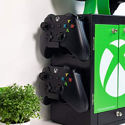 Numskull Official Xbox Series X Game Storage Locker, Headphone Stand and Controller Holder - Stores 10 Games or Blu-Ray Disc Cases, 4 Xbox Controllers