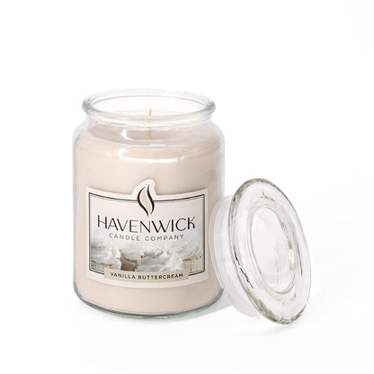 Havenwick Vanilla Buttercream Soy Blend 22-oz Large Jar Candle, Long Lasting 110-130 Hour Burn Time with Single Cotton Wick, Relaxing Scented Candles for New Home Gift & Housewarming Parties