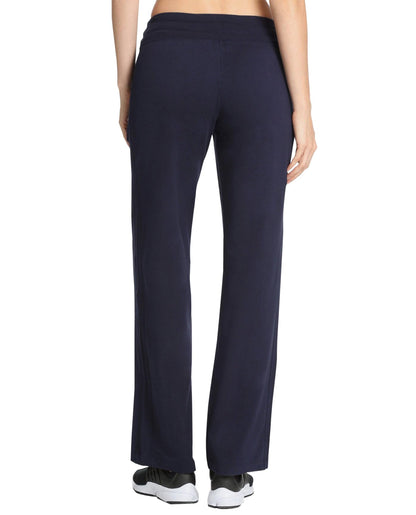 Danskin Women's Plus Size Straight Leg Drawcord Athletic Pants, Midnight Navy, 1X