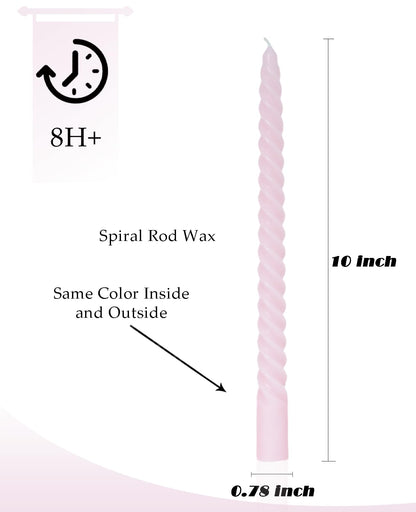 LPUSA Purple Gradient Tall Taper Candles Spiral Candle Sticks,Unscented Pastel Candle for Holiday,Wedding and Home Decoration,10inch,12 Pack(E-Purple Gradient)