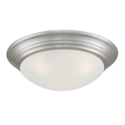 DESIGNERS FOUNTAIN 2-Lights Flush Mount Ceiling Lights, 14 Inch Tap Etched Glass Lighting Fixture for Kitchen, Bedroom, Bathroom, and Hallway, Brushed Nickel, 1360M-BN