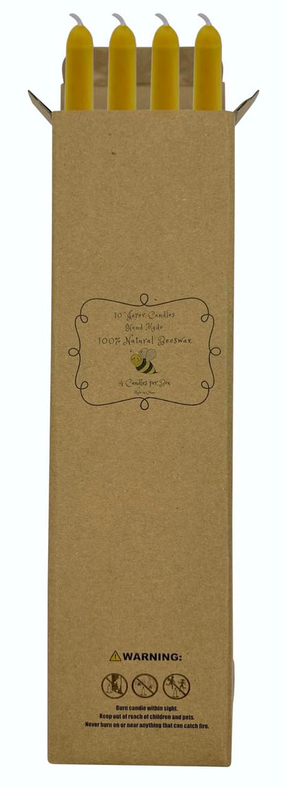 Set of Four 10"... 100% Beeswax Taper Candles
