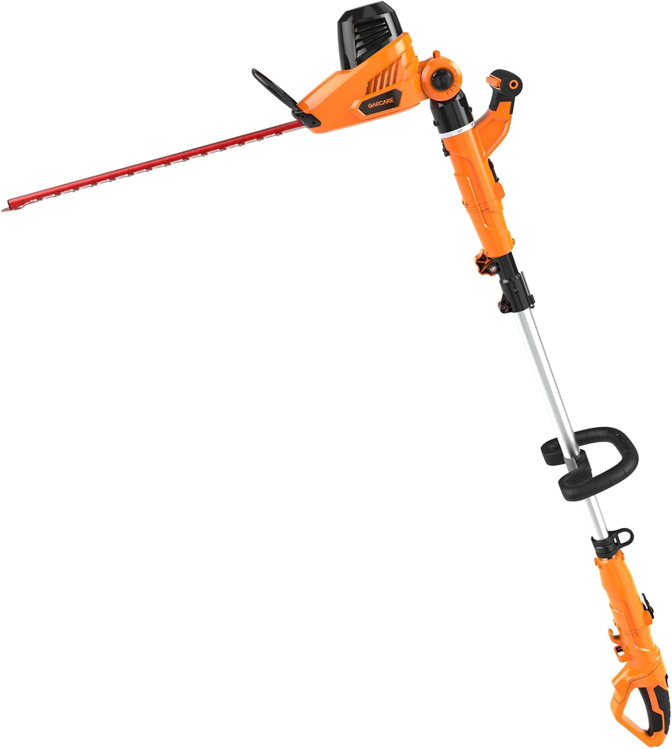 GARCARE 2 in 1 Hedge Trimmer Corded - 4.8A Telescopic Pole Hedge Trimmer, 18" Dual-Action Blade & Adjustable Head, Long Reach Branch Cutter for Tall Bushes