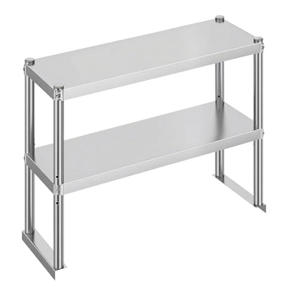 KUARBARR Stainless Steel Over Oven Shelf 12 x 36 Inch, Commercial 2 Tier Metal Over Table Shelf, 91 x 30 x 60 cm, 380 lbs Capacity for Restaurant, Kitchen, Garage & Workshop