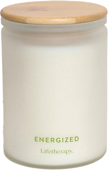 Lifetherapy Energized Large Soy Candle - Inspiring Scent, Natural Soy Wax, Clean 75 Hour Burn, Long Lasting Aroma, 10 Ounce